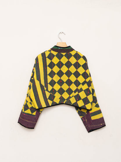 The Kaira Cropped Quilted Patchwork Kantha Jacket