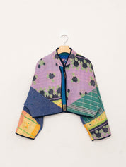 The Kaira Cropped Quilted Patchwork Kantha Jacket