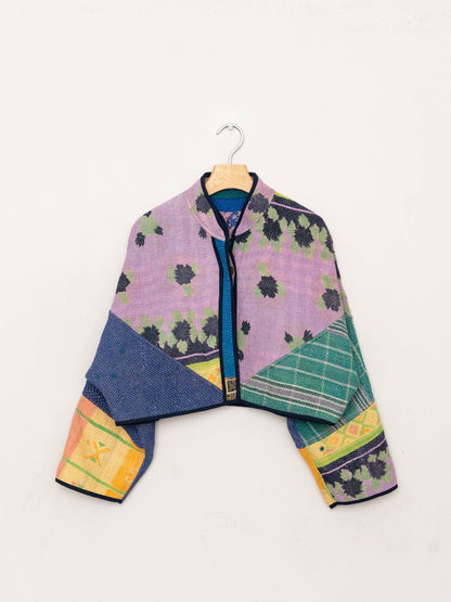 The Kaira Cropped Quilted Patchwork Kantha Jacket