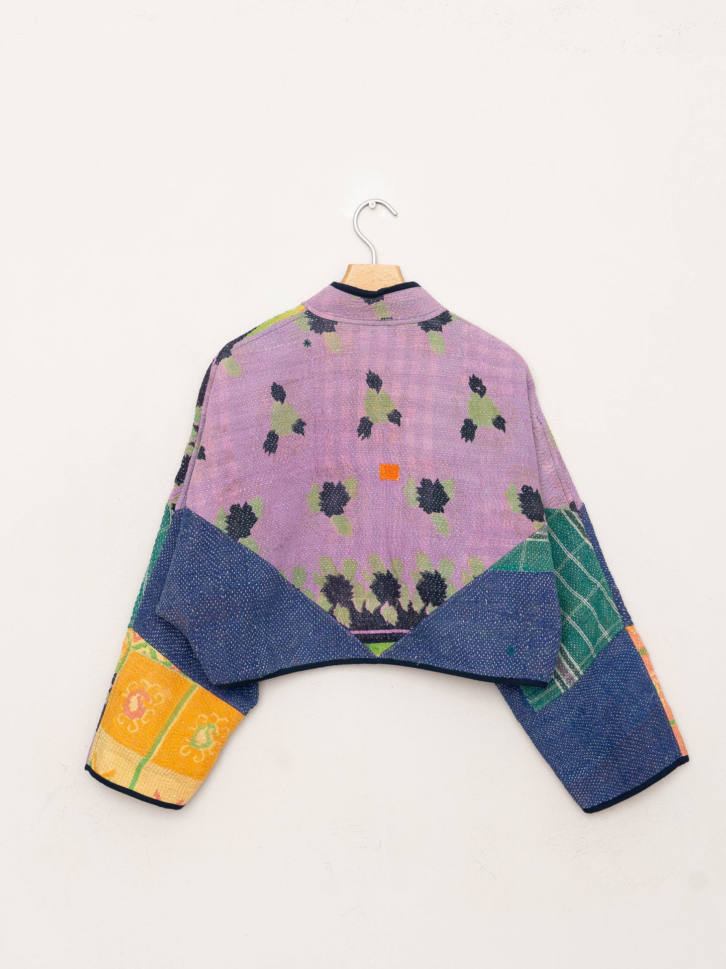 The Kaira Cropped Quilted Patchwork Kantha Jacket