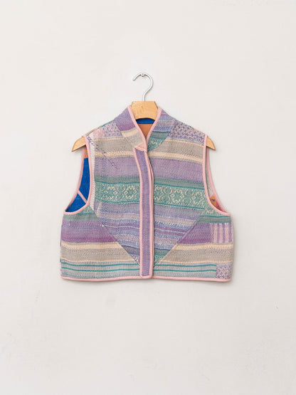 The Kaira Quilted Patchwork Kantha Vest