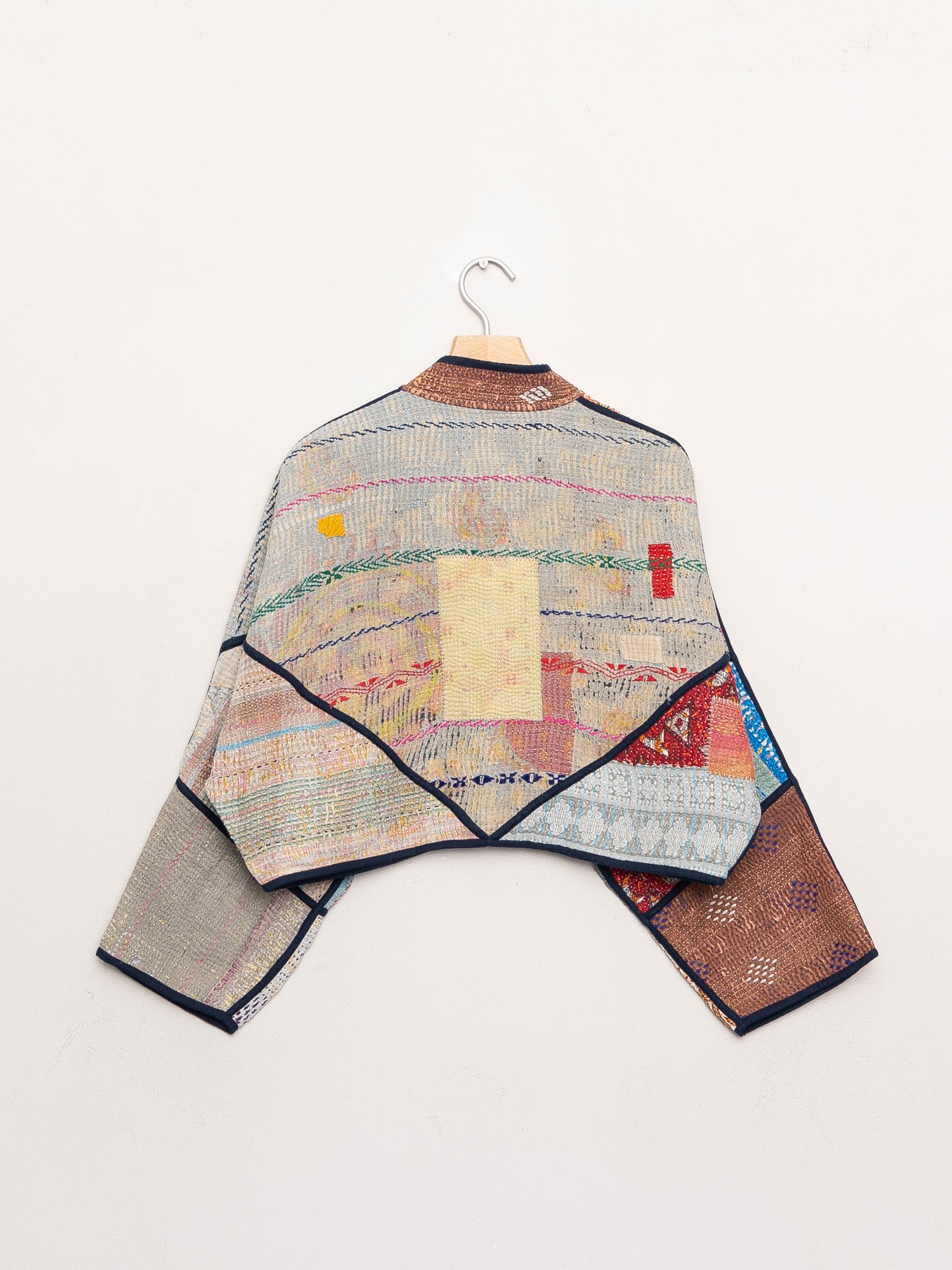 The Kaira Cropped Quilted Patchwork Kantha Jacket