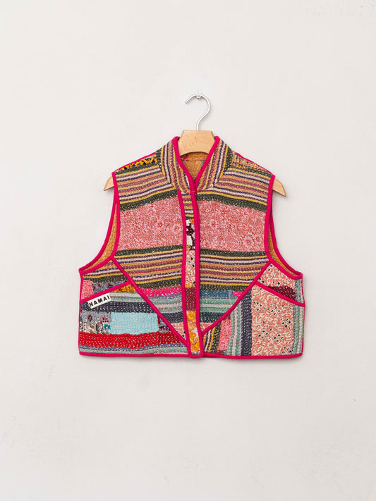 The Kaira Quilted Patchwork Kantha Vest