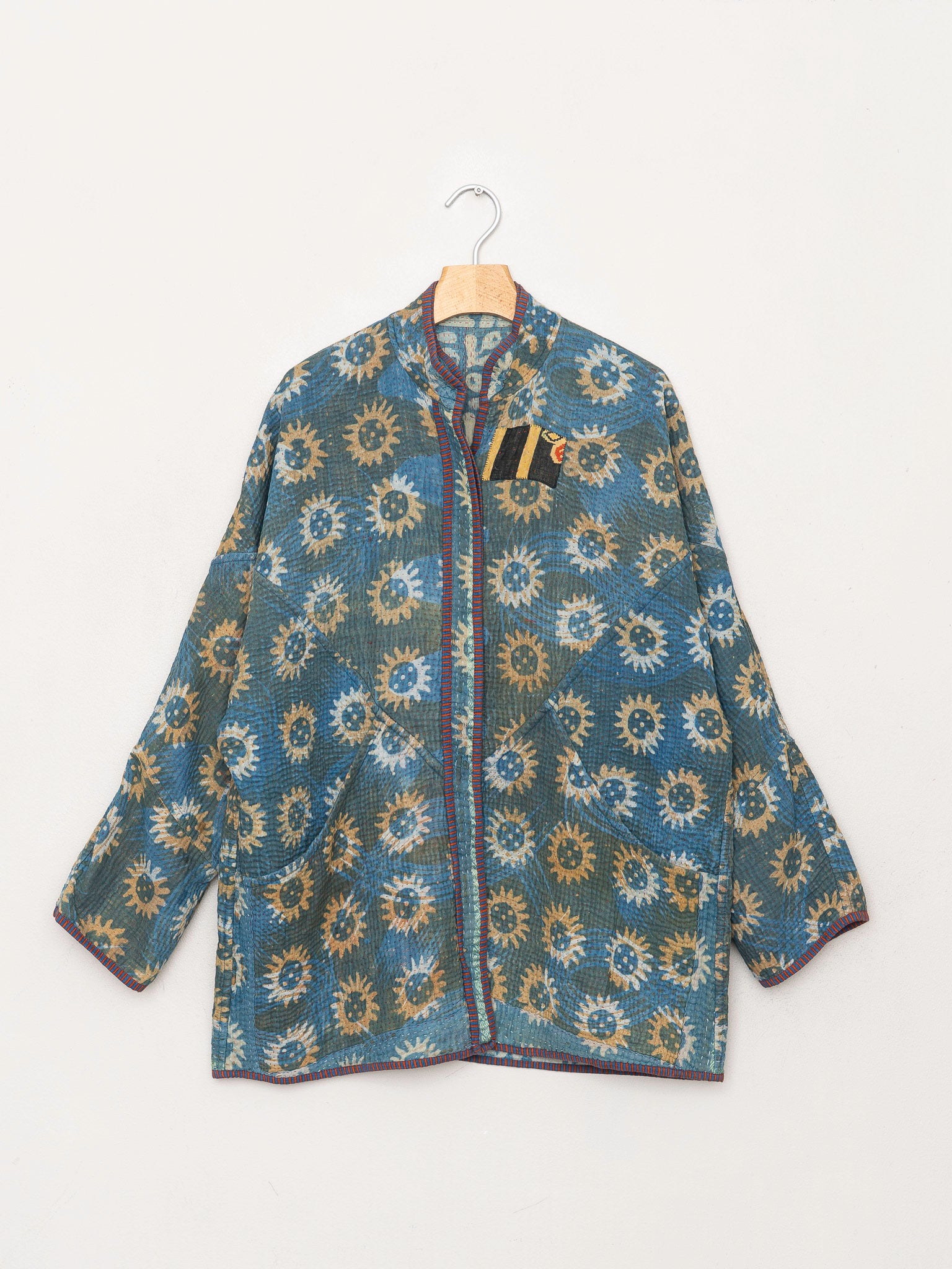 The Narmada Quilted Indigo Kantha Jacket