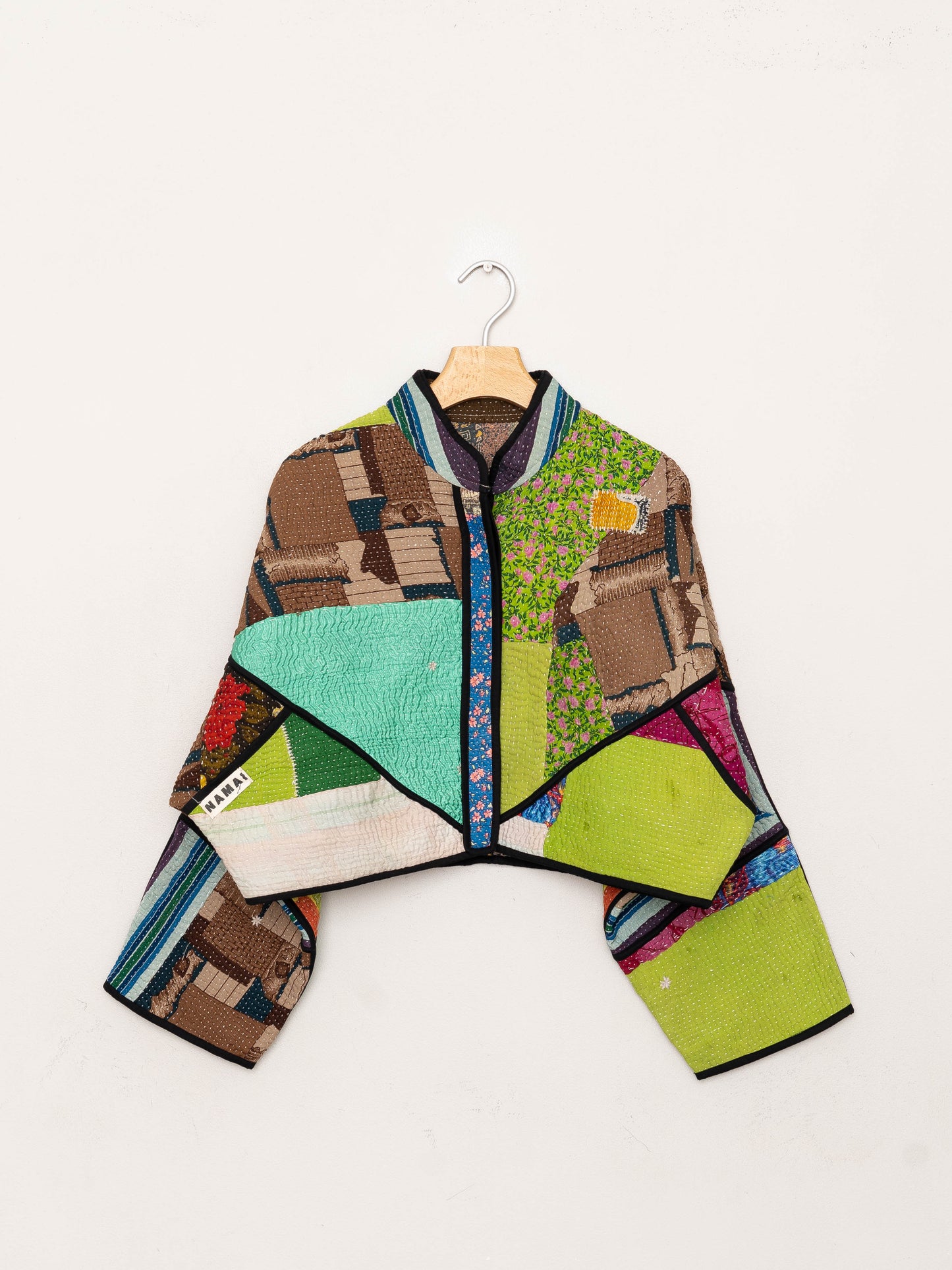The Kaira Cropped Quilted Patchwork Kantha Jacket