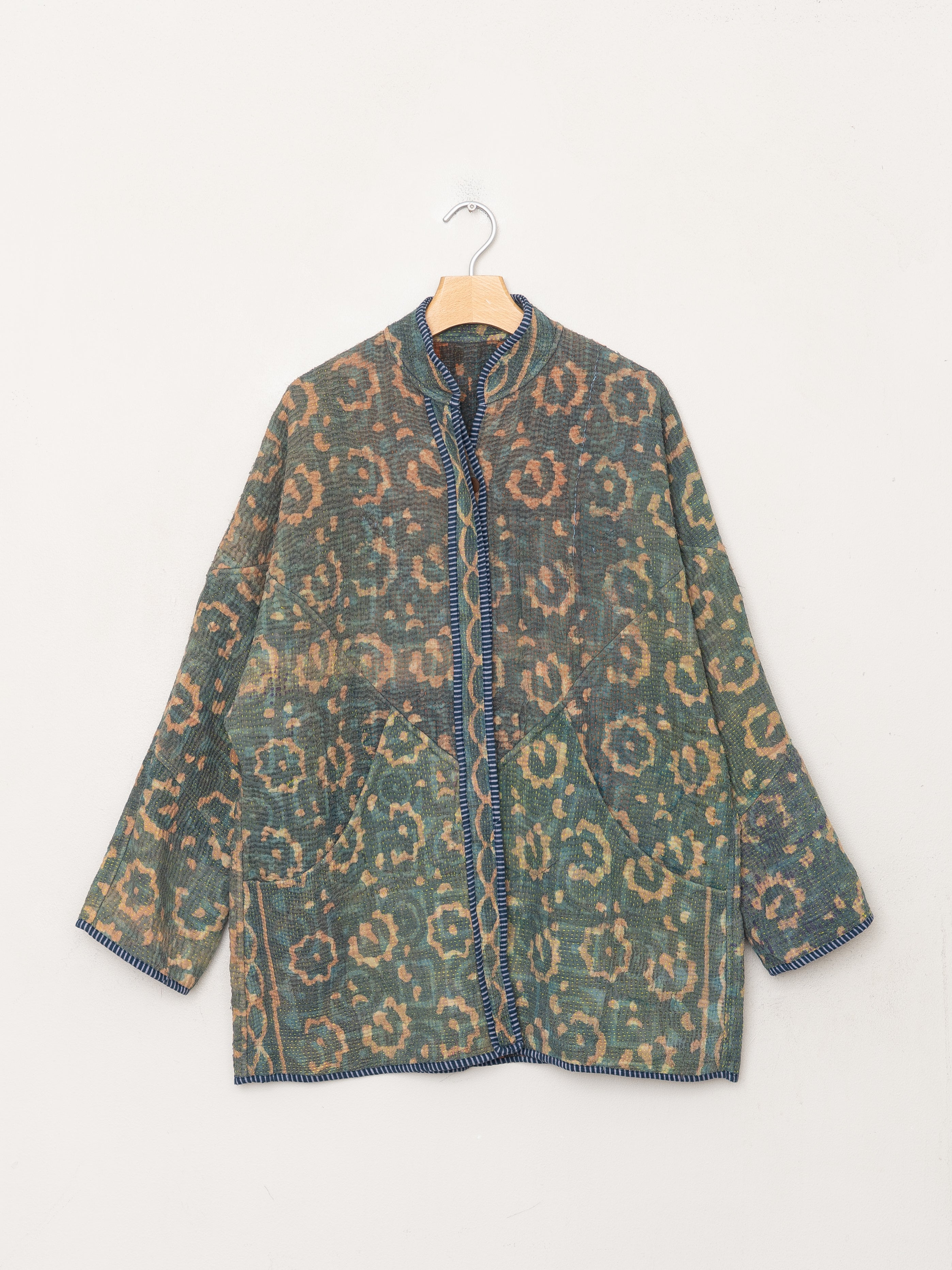 The Narmada Quilted Indigo Kantha Jacket
