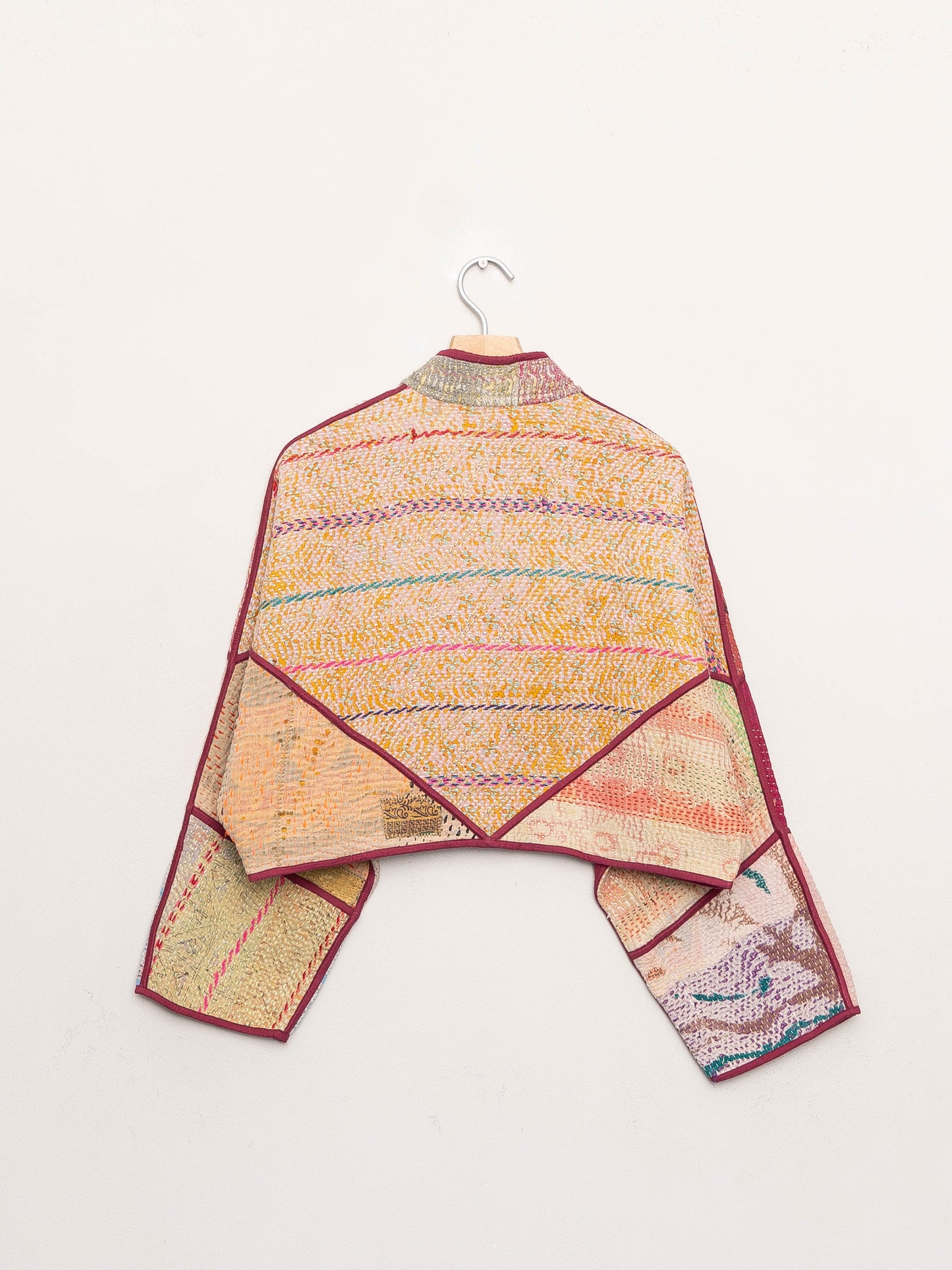 The Kaira Cropped Quilted Patchwork Kantha Jacket