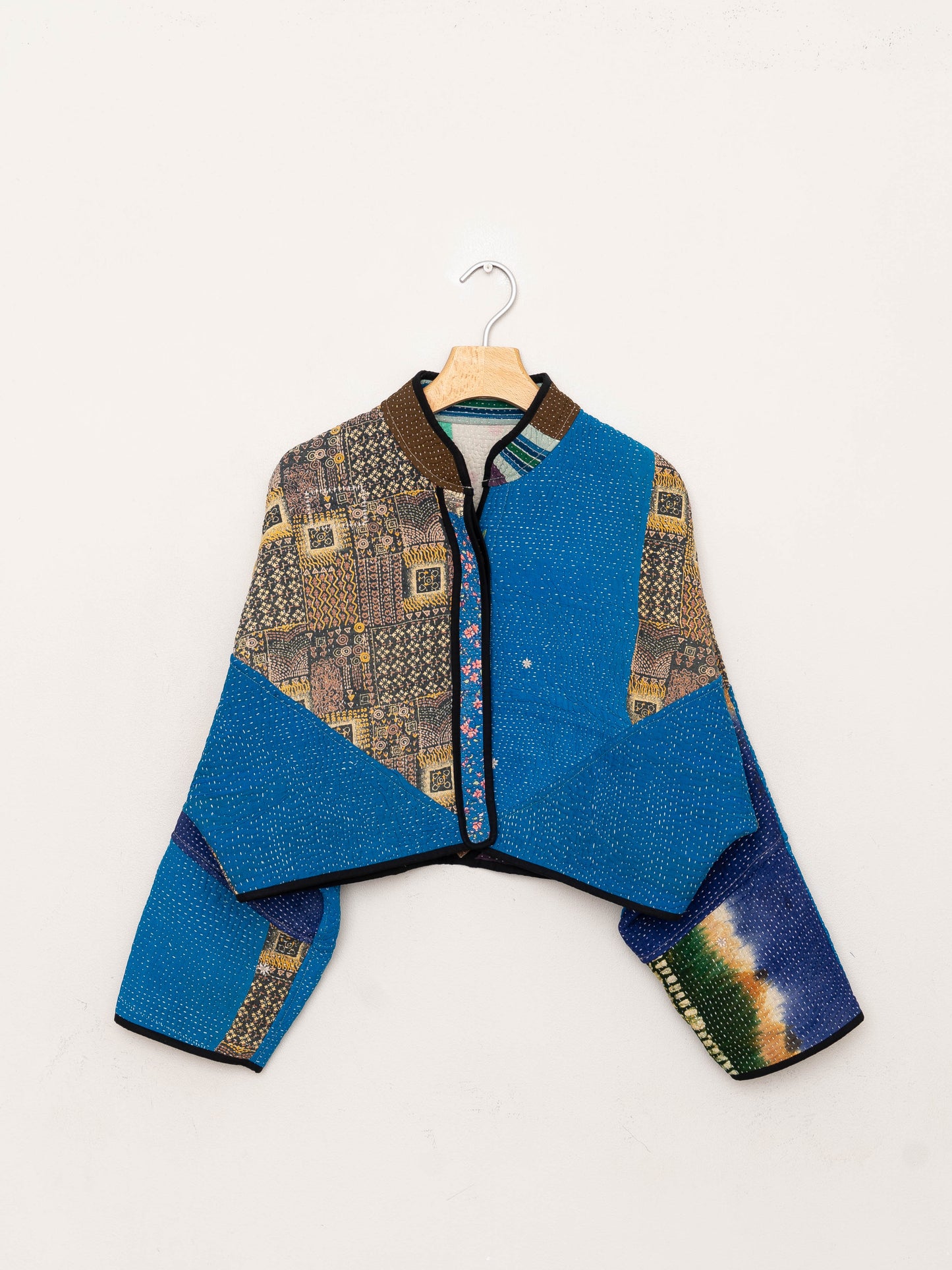 The Kaira Cropped Quilted Patchwork Kantha Jacket
