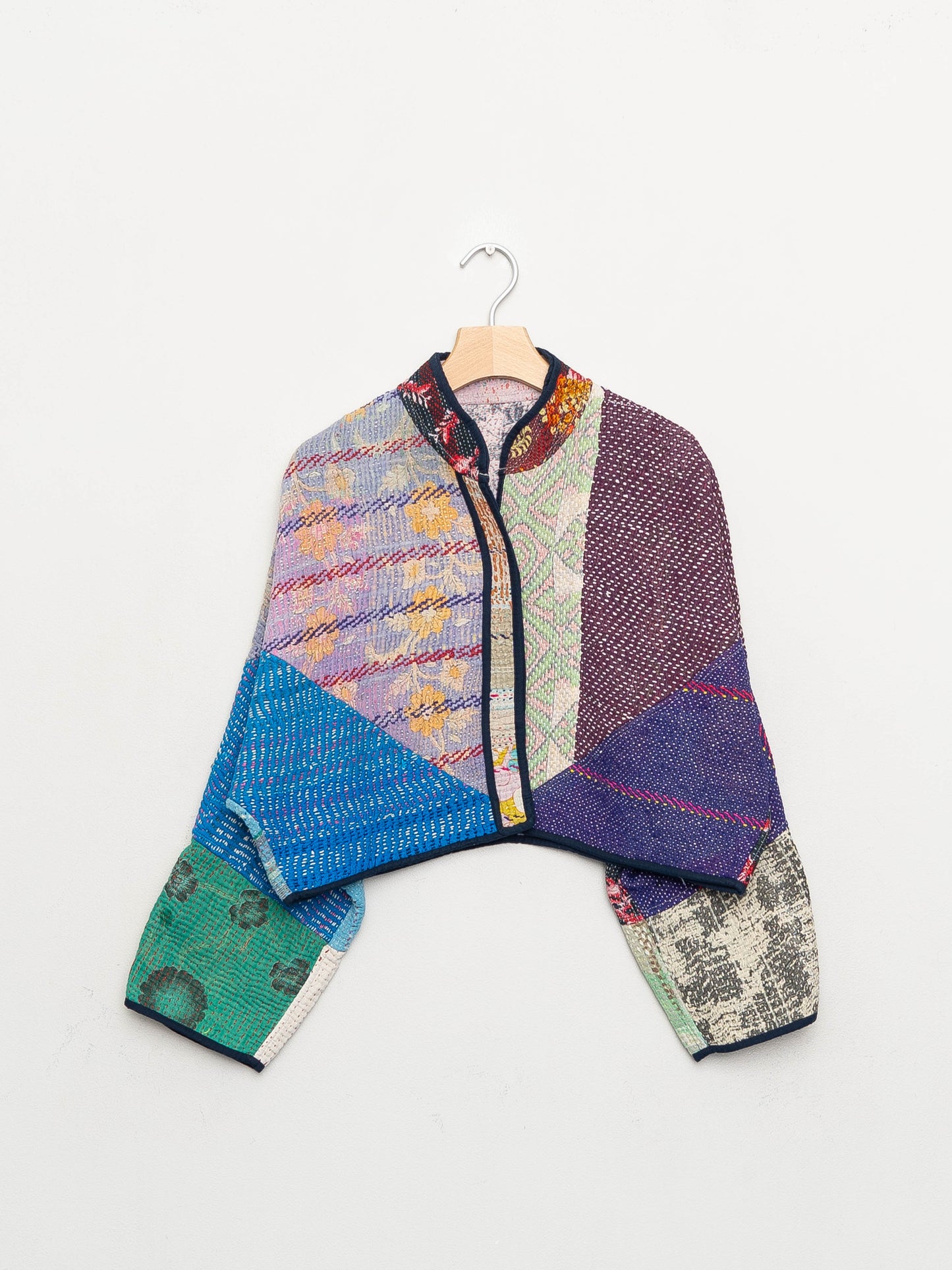 The Kaira Cropped Quilted Patchwork Kantha Jacket