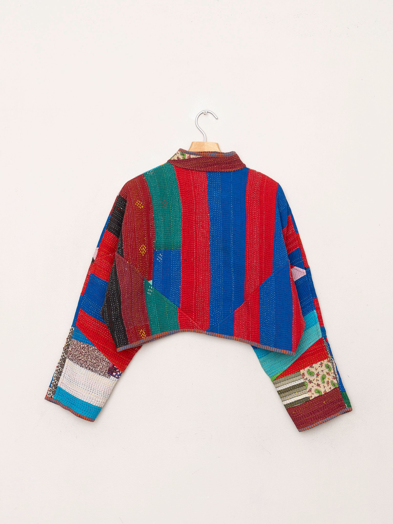The Kaira Cropped Quilted Patchwork Kantha Jacket