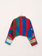 The Kaira Cropped Quilted Patchwork Kantha Jacket