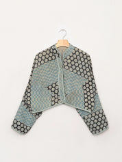 The Kaira Cropped Quilted Indigo Kantha Jacket