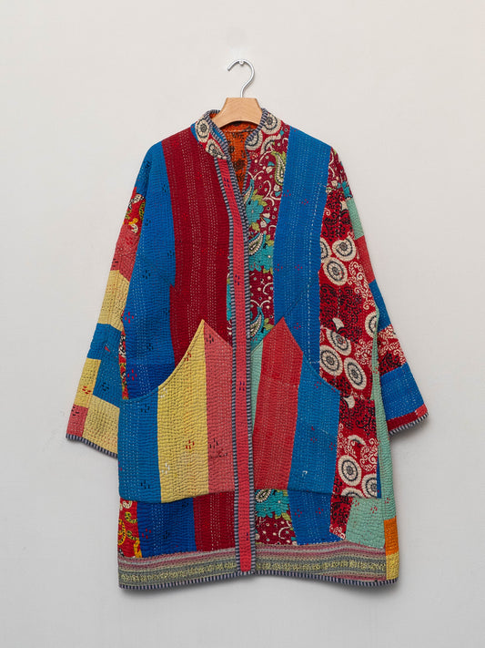 The Sai Quilted Patchwork Kantha Coat