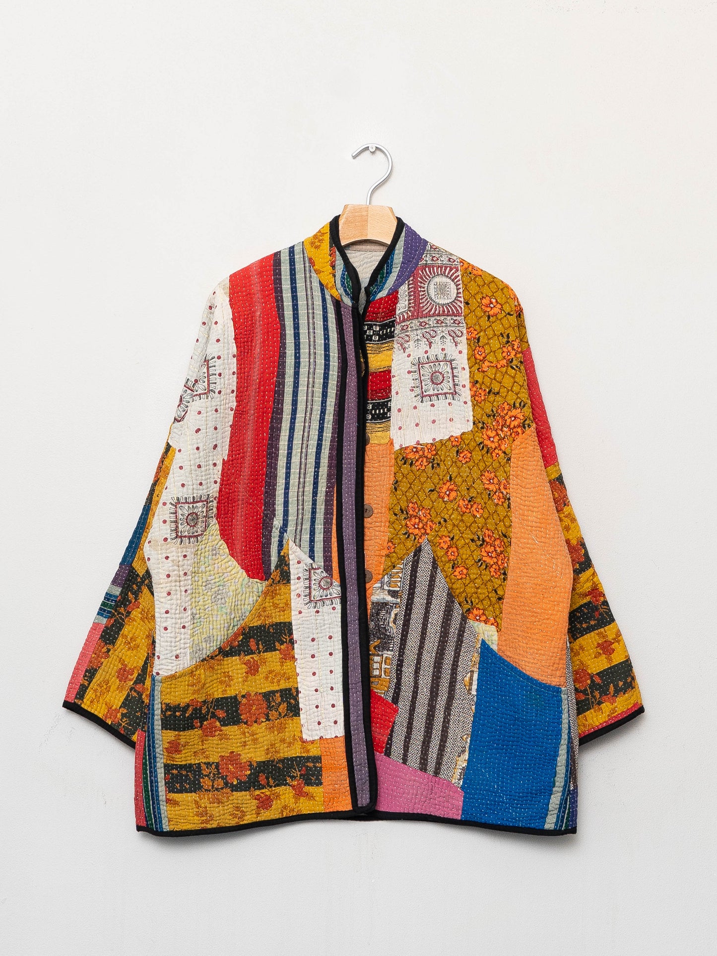 The Narmada Quilted Patchwork Kantha Jacket