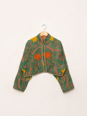 The Kaira Cropped Suzani Quilted Kantha Jacket