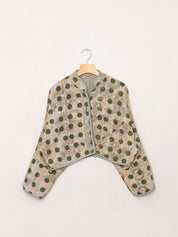 The Kaira Cropped Quilted Indigo Kantha Jacket
