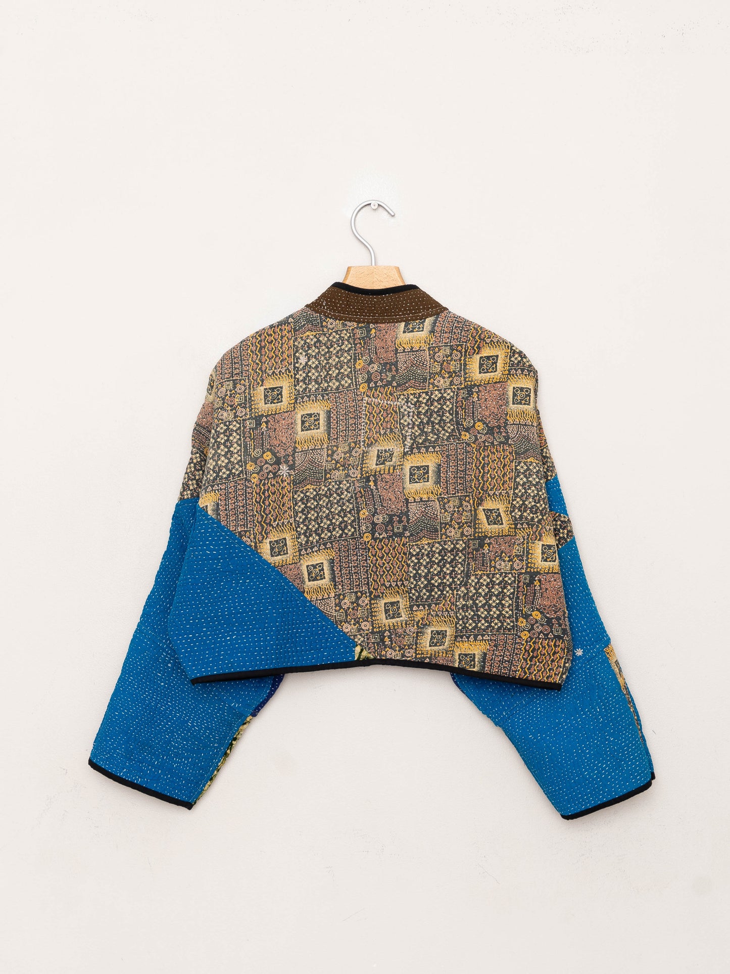 The Kaira Cropped Quilted Patchwork Kantha Jacket