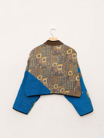 The Kaira Cropped Quilted Patchwork Kantha Jacket