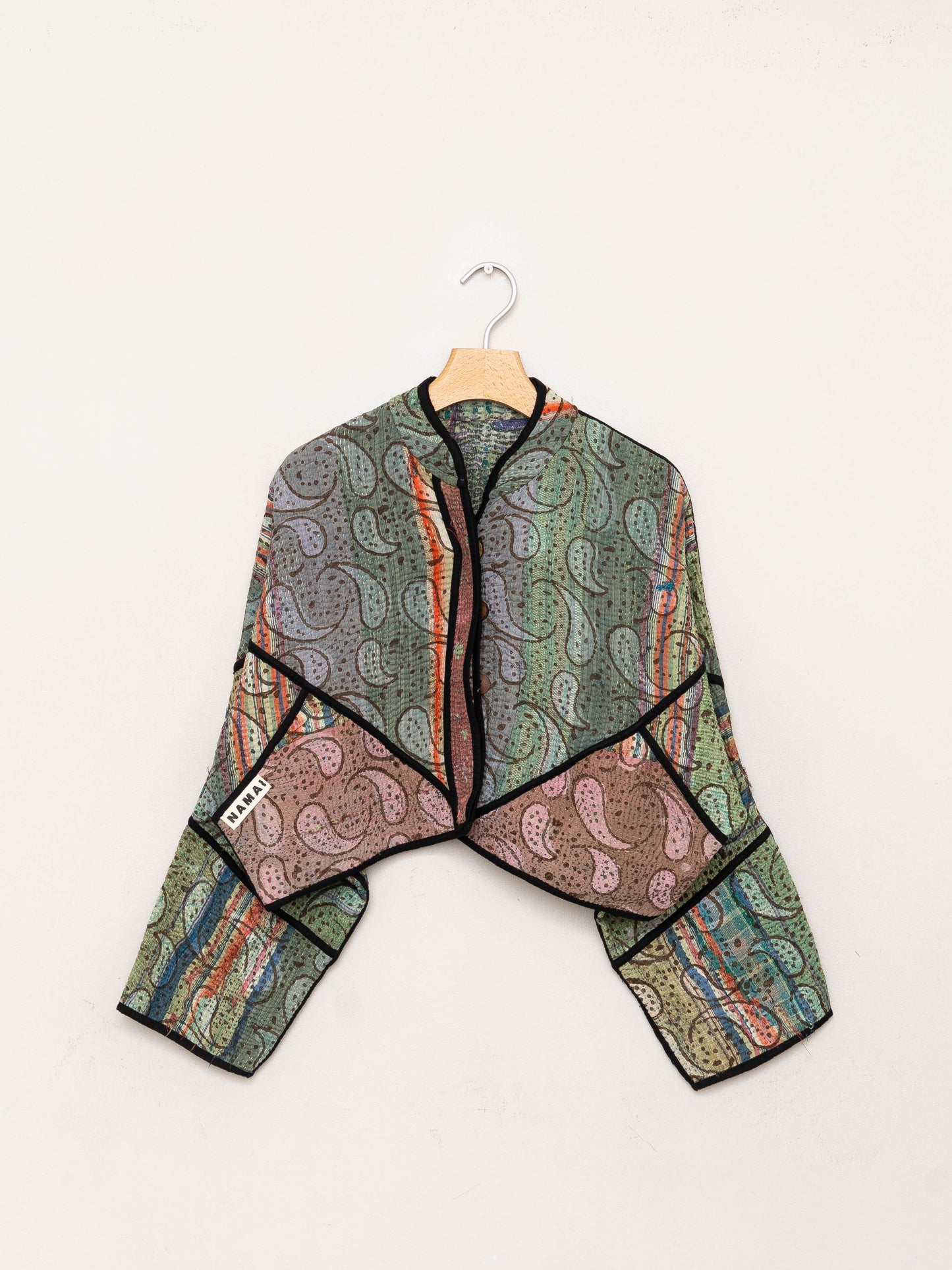 The Kaira Cropped Quilted Plant Dyed Kantha Jacket
