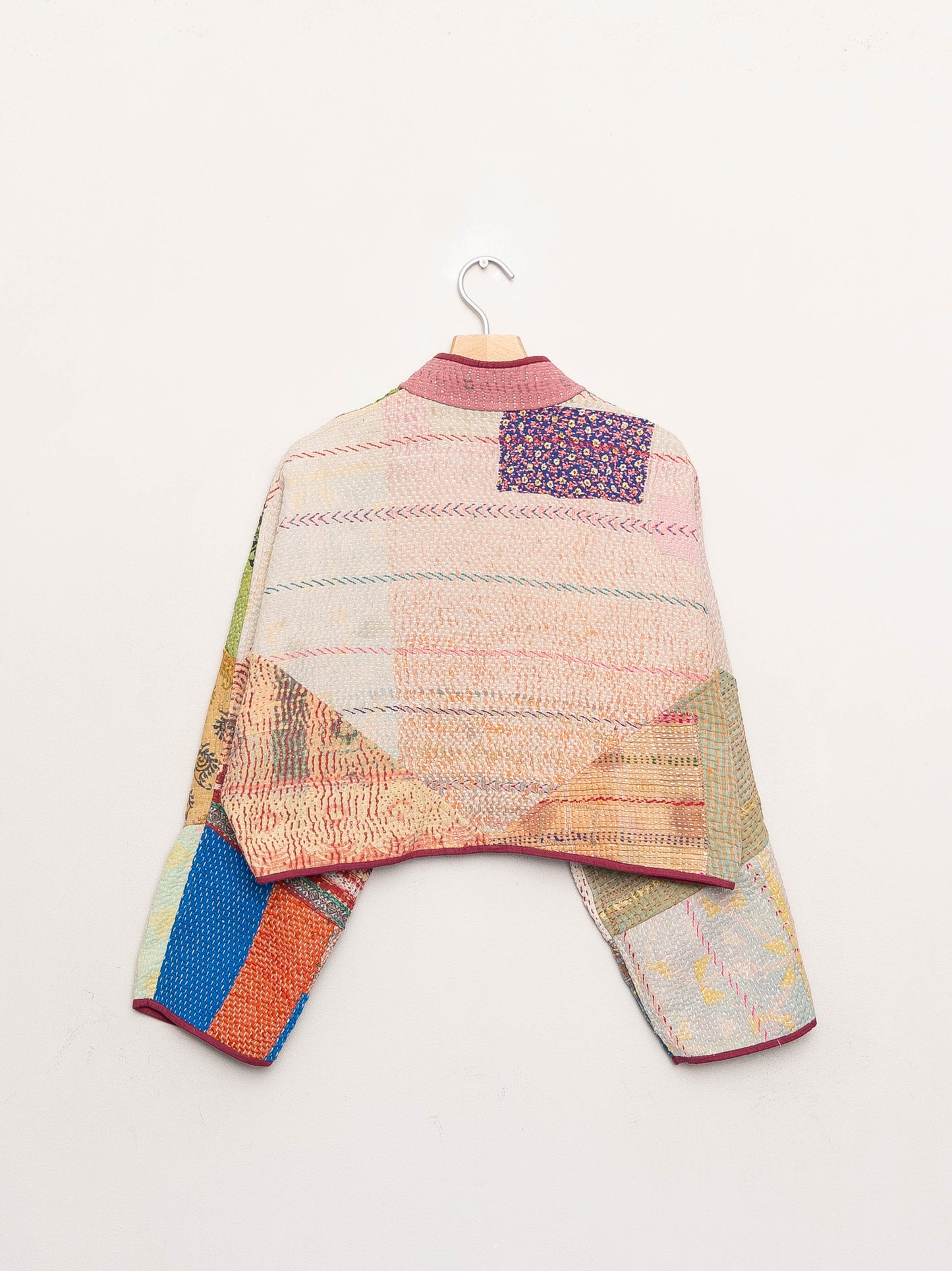 The Kaira Cropped Quilted Patchwork Kantha Jacket