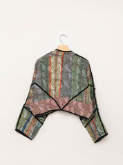 The Kaira Cropped Quilted Plant Dyed Kantha Jacket
