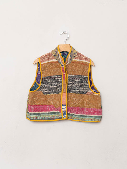 The Kaira Quilted Patchwork Kantha Vest