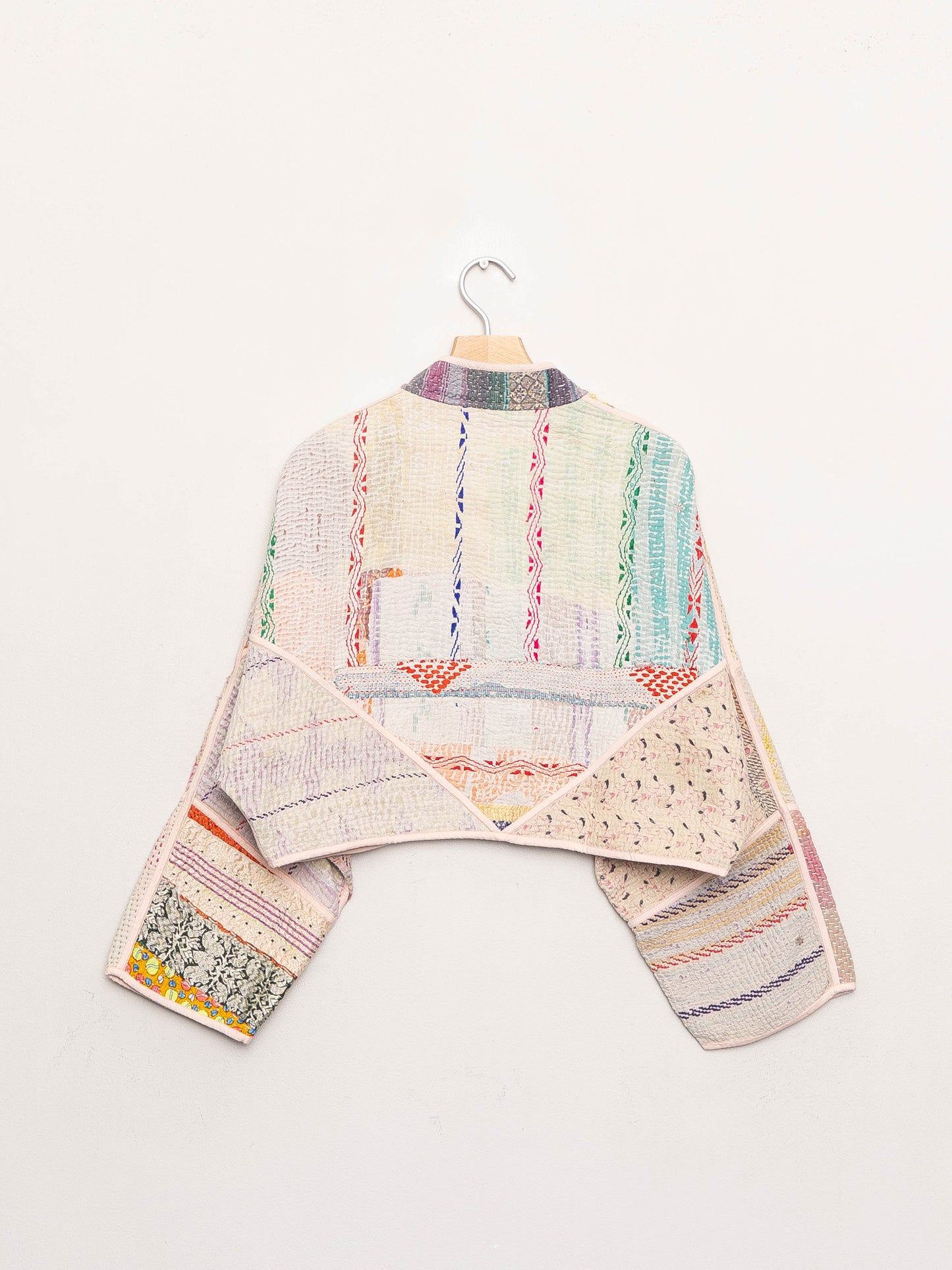 The Kaira Cropped Quilted Patchwork Kantha Jacket