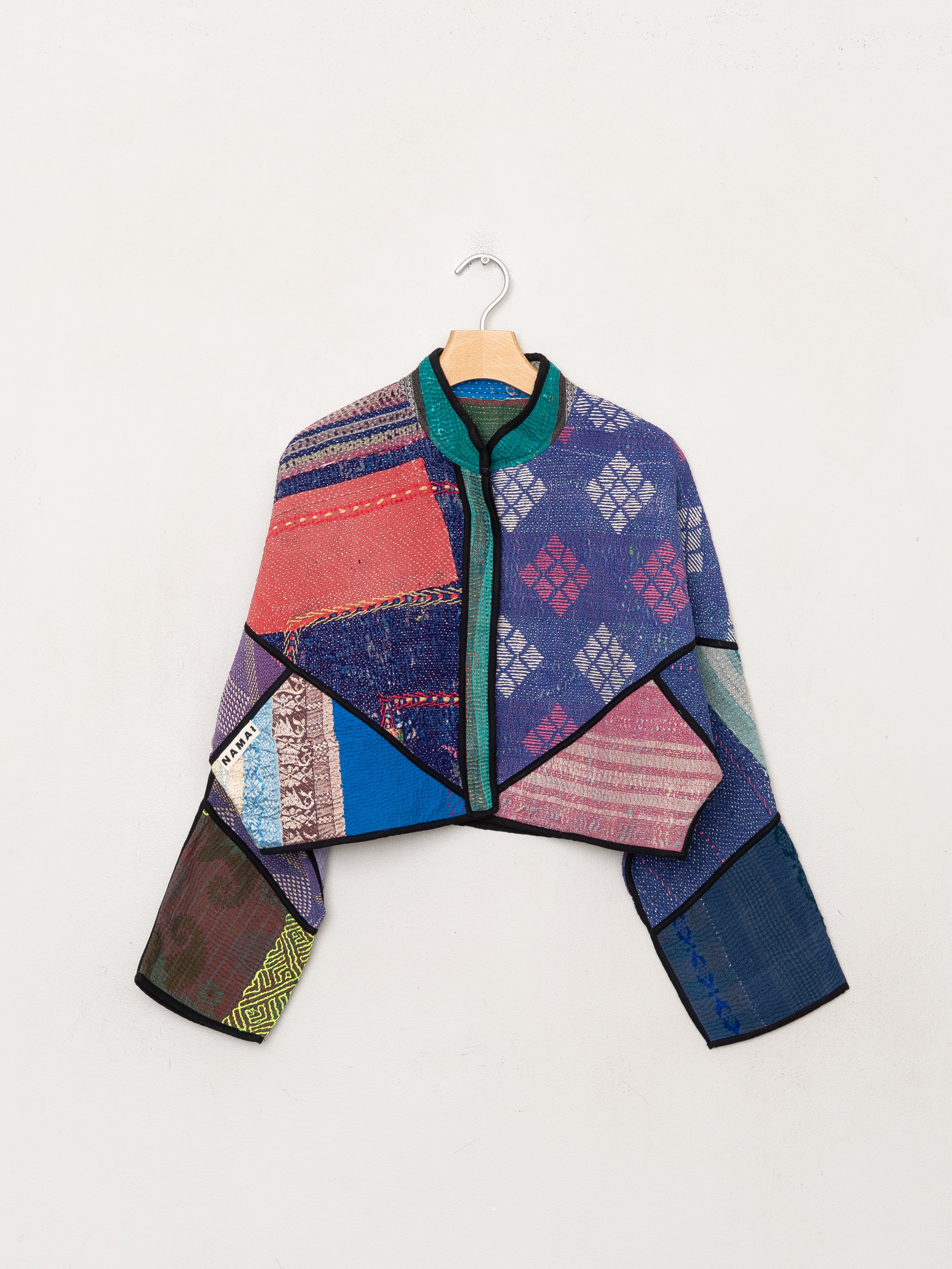 The Kaira Cropped Quilted Patchwork Kantha Jacket