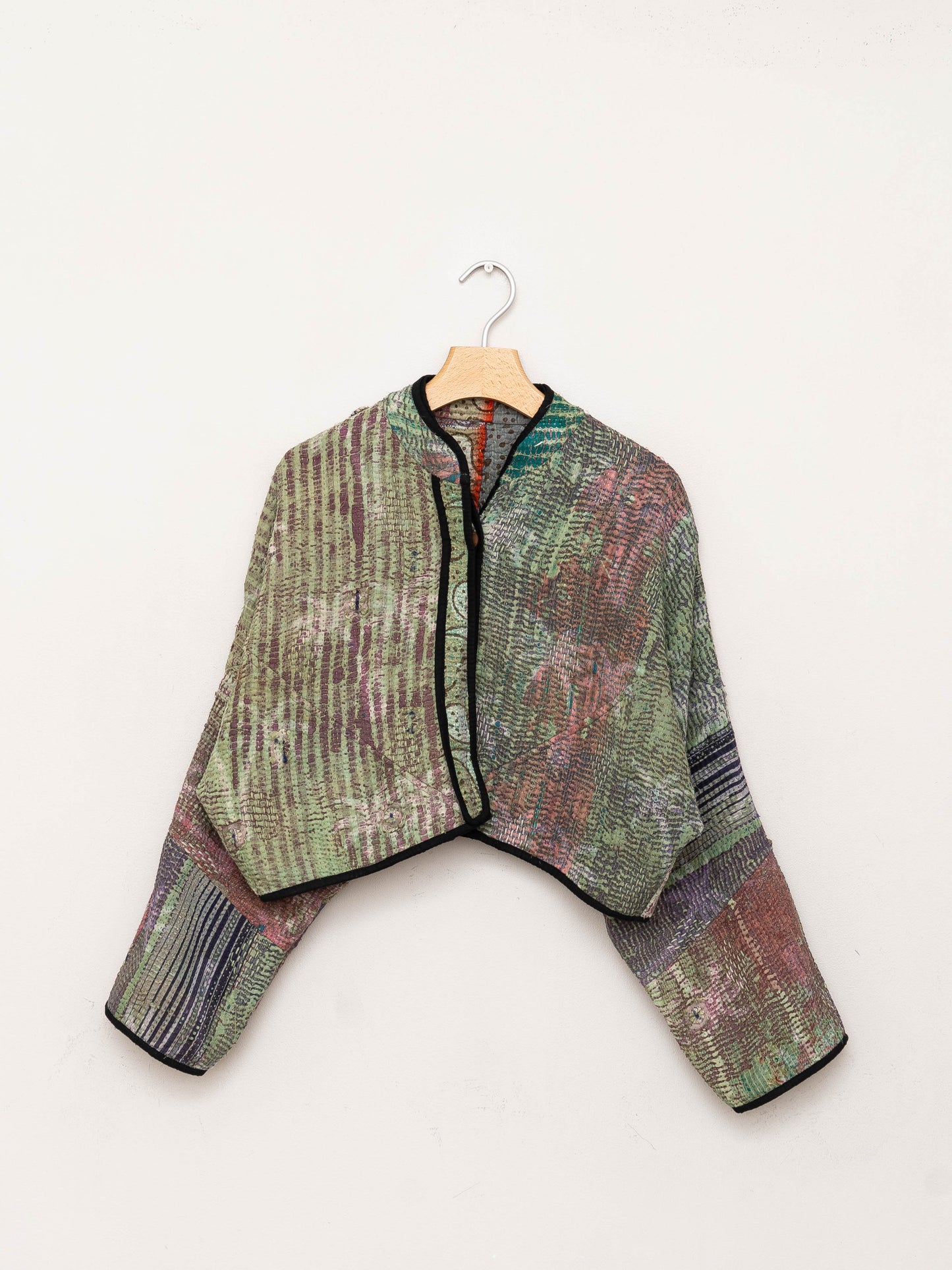 The Kaira Cropped Quilted Plant Dyed Kantha Jacket
