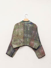 The Kaira Cropped Quilted Plant Dyed Kantha Jacket