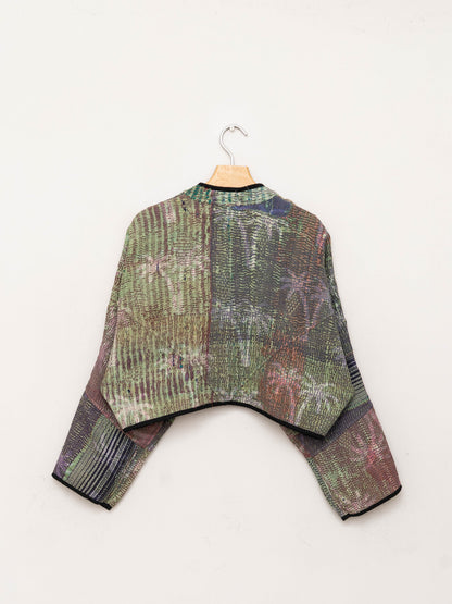 The Kaira Cropped Quilted Plant Dyed Kantha Jacket
