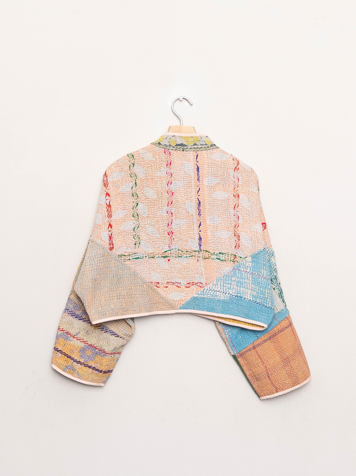 The Kaira Cropped Quilted Patchwork Kantha Jacket