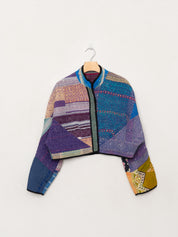 The Kaira Cropped Quilted Patchwork Kantha Jacket