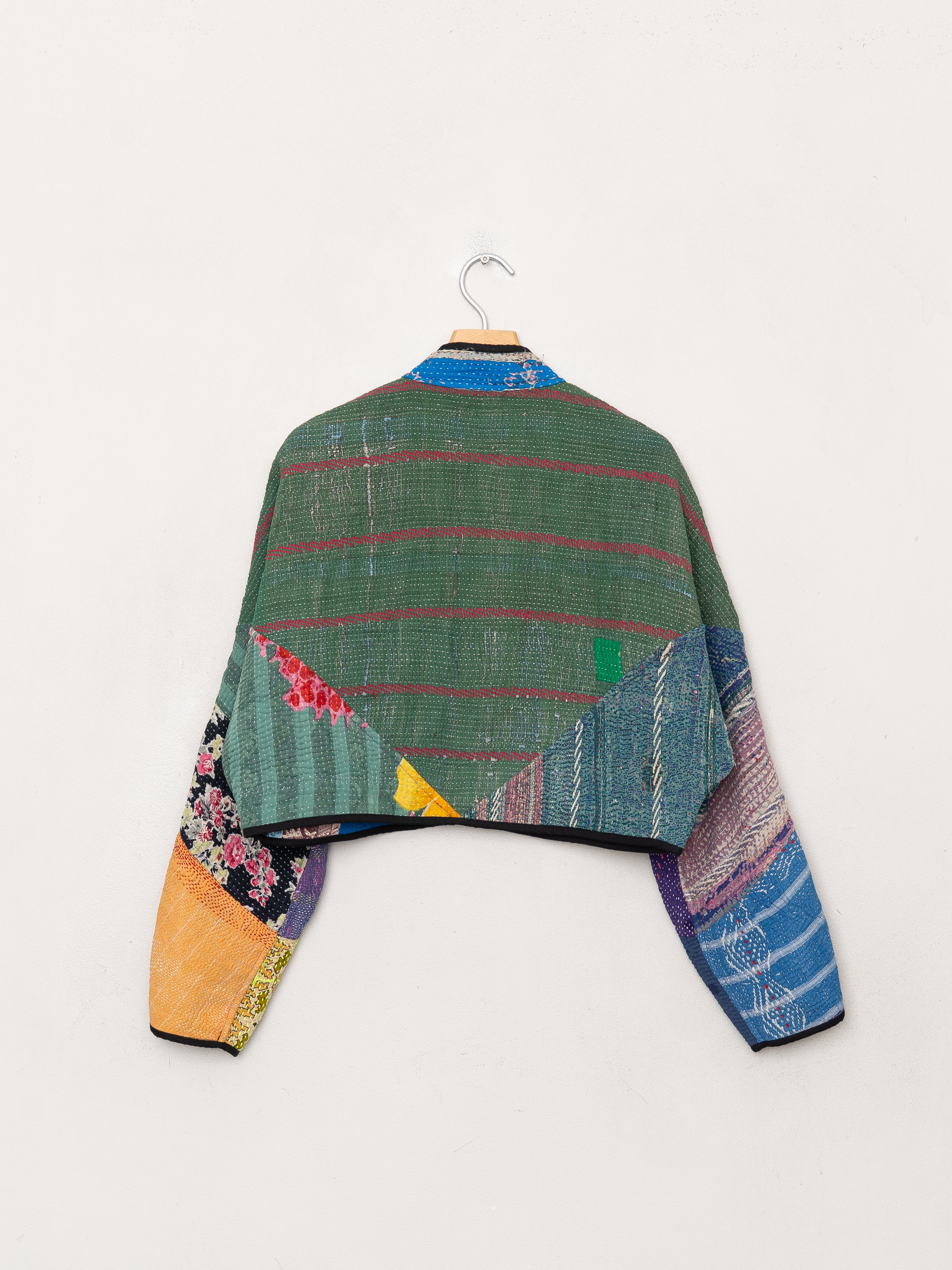 The Kaira Cropped Quilted Patchwork Kantha Jacket