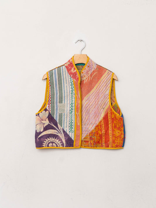 The Kaira Quilted Patchwork Kantha Vest