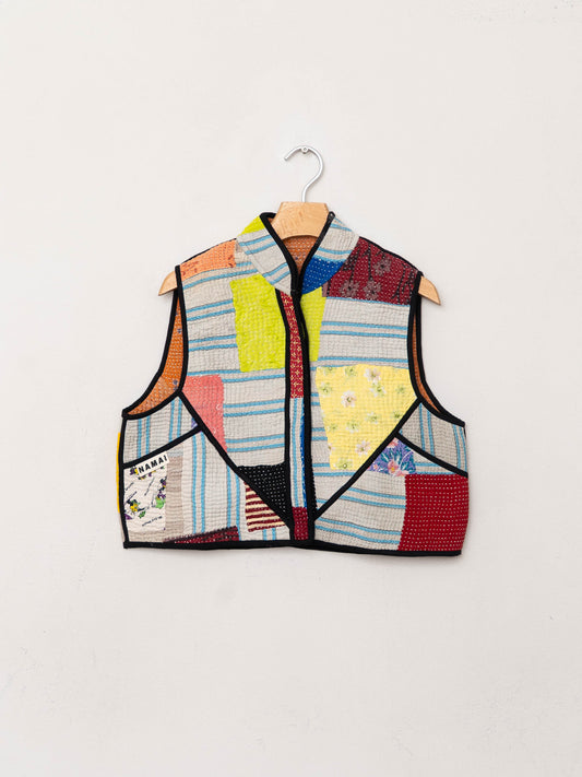 The Kaira Quilted Patchwork Kantha Vest