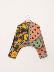 The Kaira Cropped Quilted Patchwork Kantha Jacket