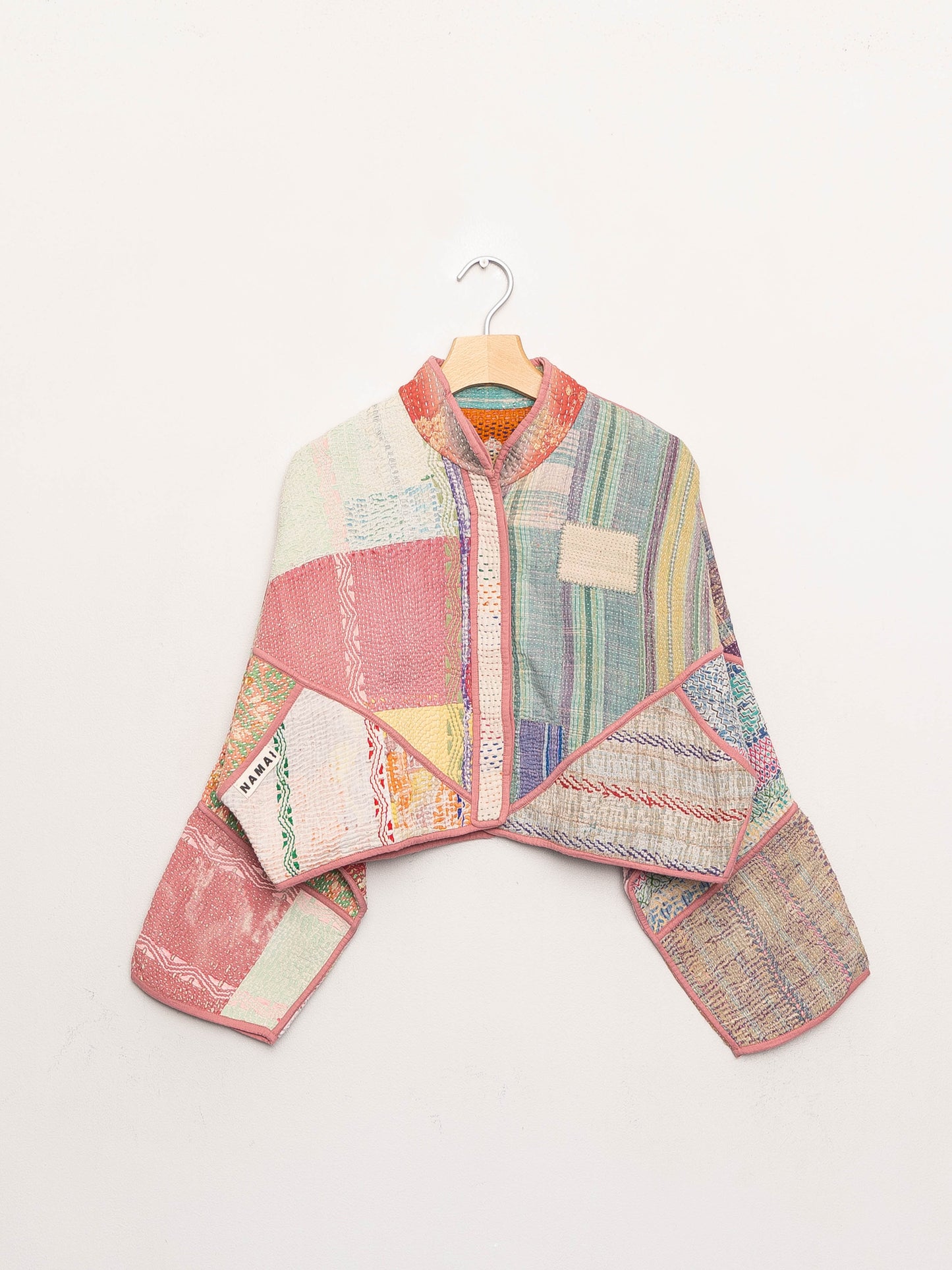 The Kaira Cropped Quilted Patchwork Kantha Jacket