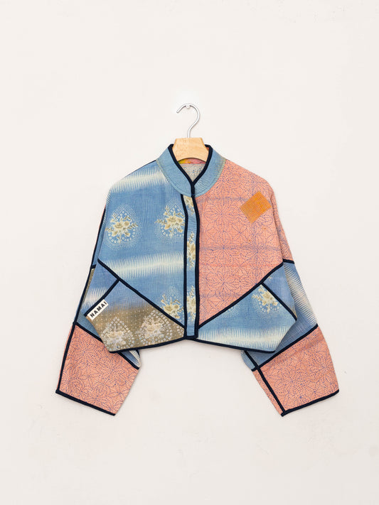 The Kaira Cropped Quilted Patchwork Kantha Jacket