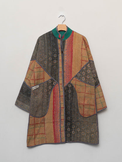 The Sai Quilted Patchwork Kantha Coat