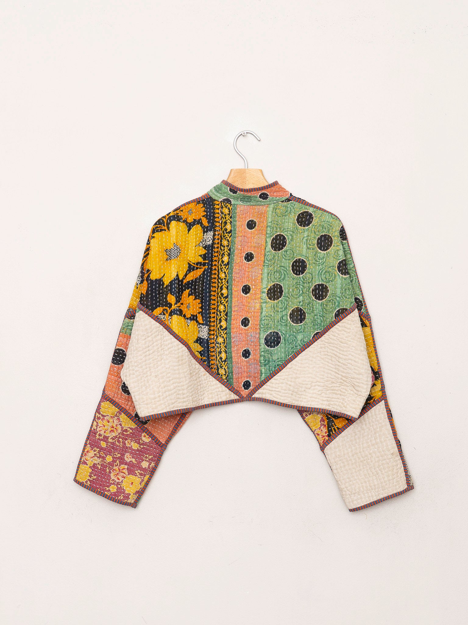 The Kaira Cropped Quilted Patchwork Kantha Jacket