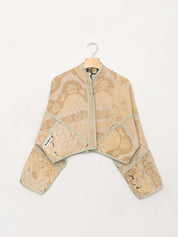 The Kaira Cropped Quilted Indigo Kantha Jacket