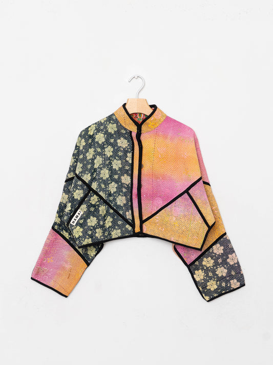 The Kaira Cropped Quilted Patchwork Kantha Jacket