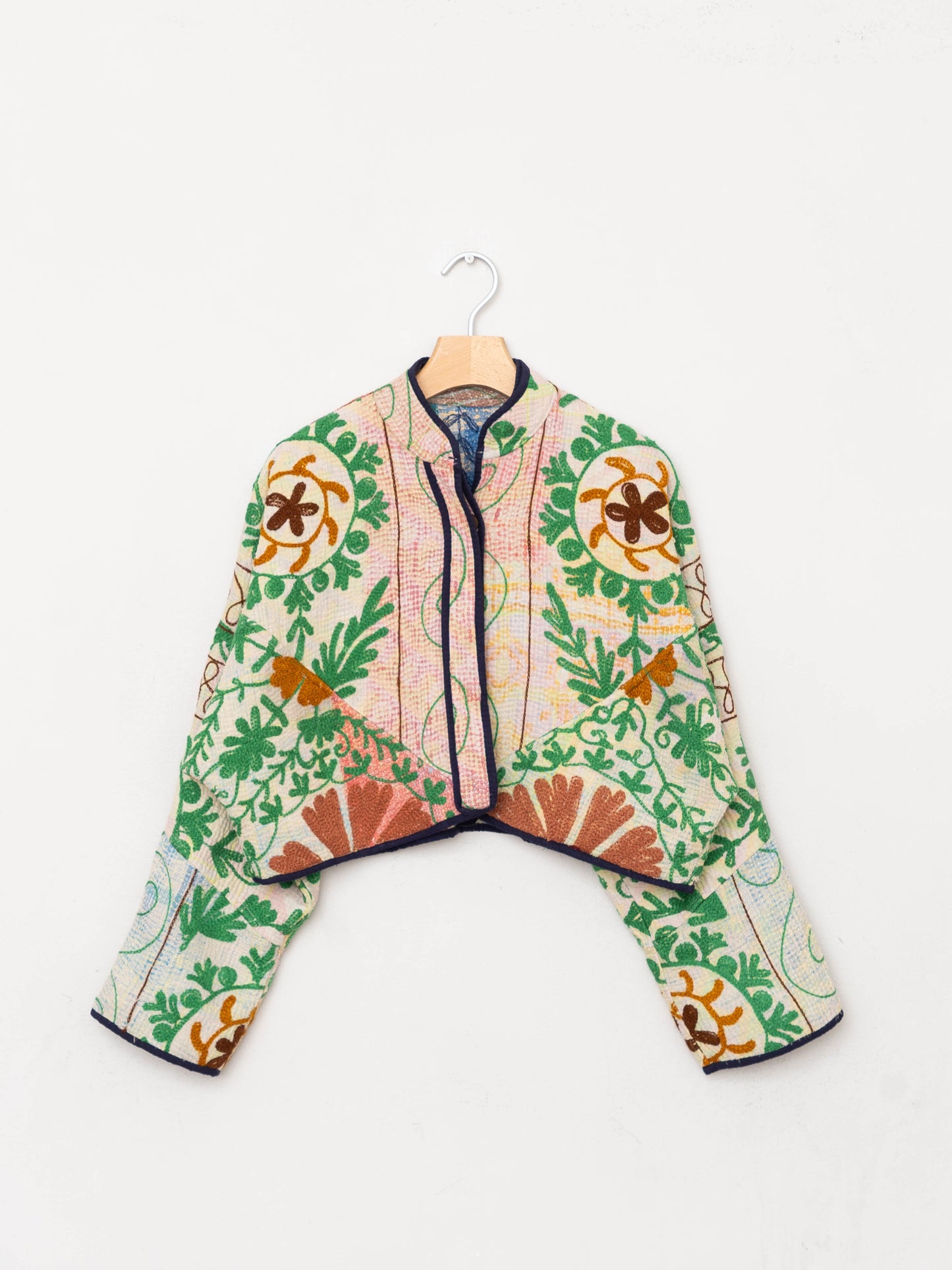 The Kaira Cropped Suzani Quilted Kantha Jacket