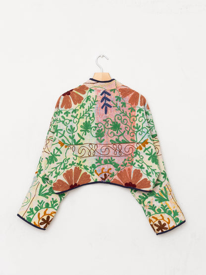 The Kaira Cropped Suzani Quilted Kantha Jacket