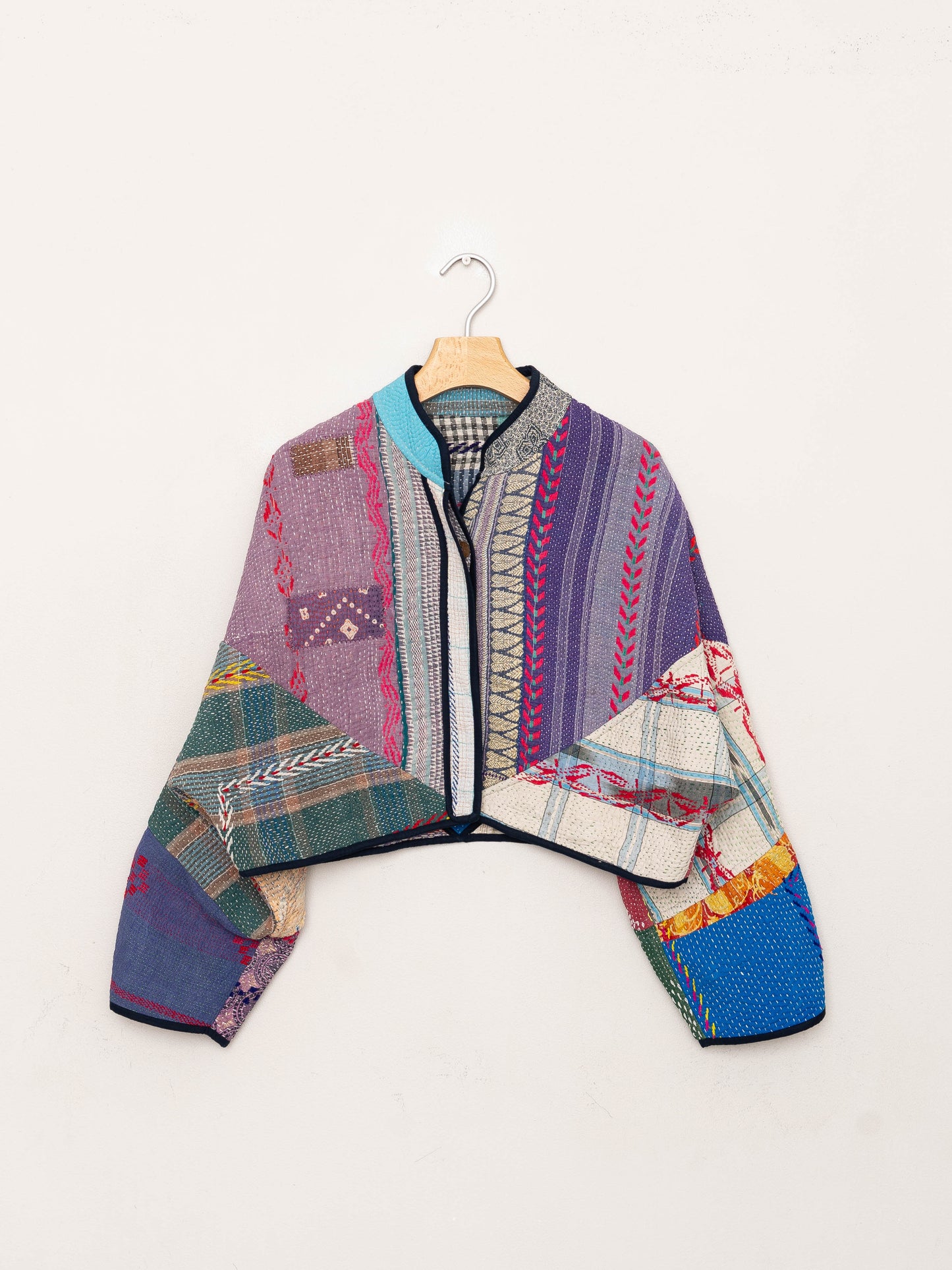 The Kaira Cropped Quilted Patchwork Kantha Jacket