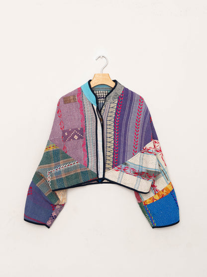 The Kaira Cropped Quilted Patchwork Kantha Jacket