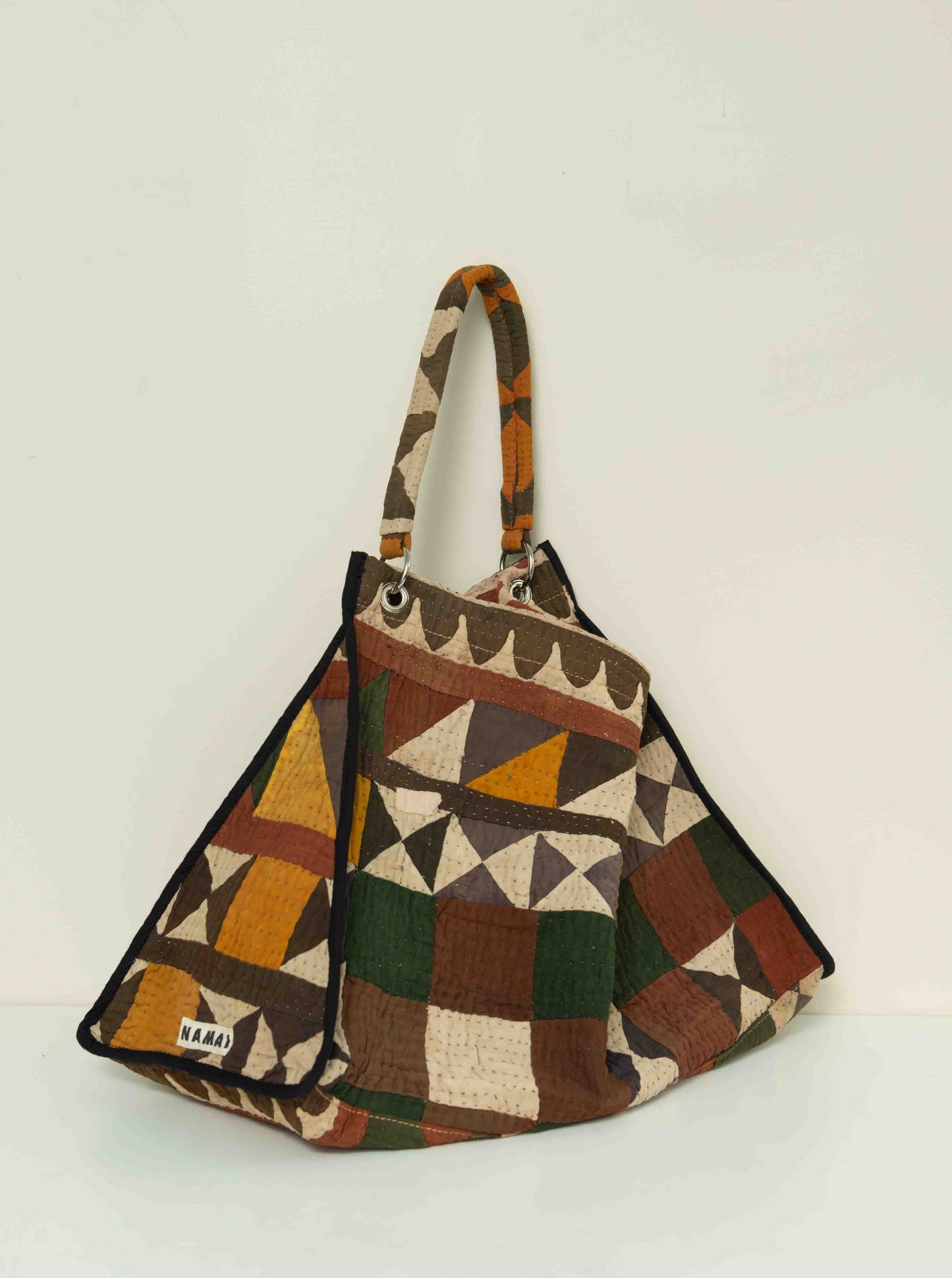 The Sakshi Ralli Quilted Shoulder Bag - Taupe and Green
