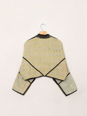 The Kaira Cropped Quilted Indigo Kantha Jacket
