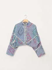 The Kaira Cropped Quilted Indigo Kantha Jacket Wholesale